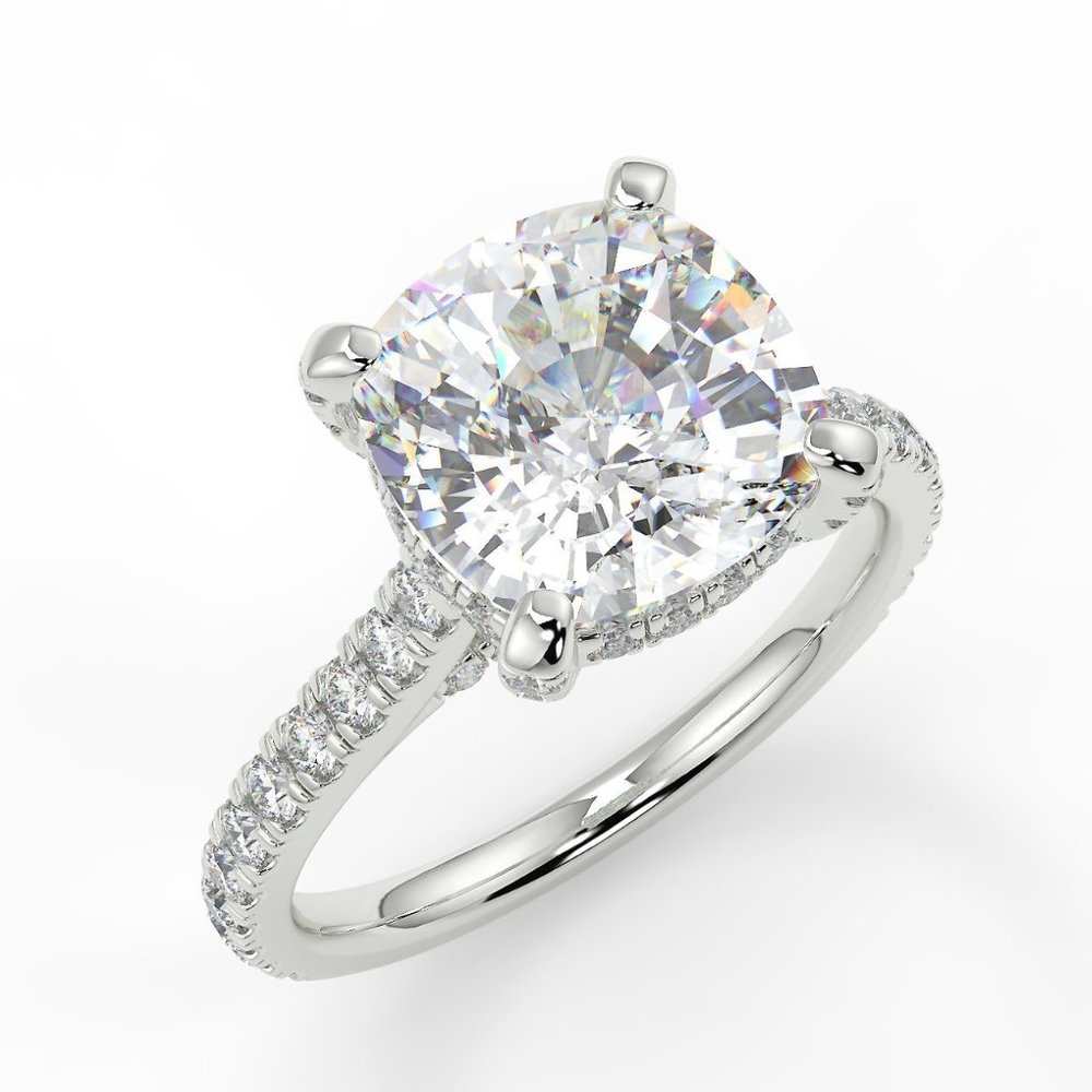 2 Ct Cushion Lab Grown Diamond Ring 14k Gold
